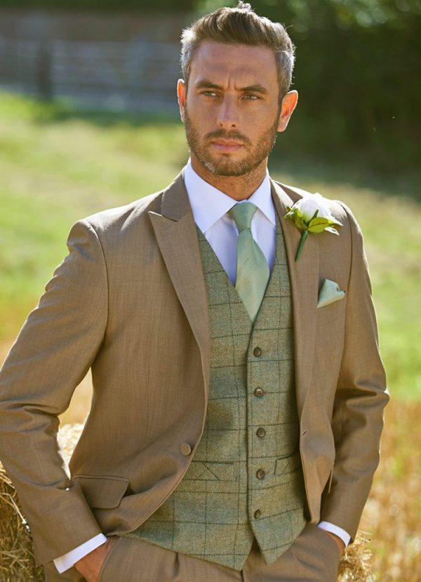 Sandford is a smart, stylish sand coloured three piece Lounge Suit, or use with one of many waistcoat collections.