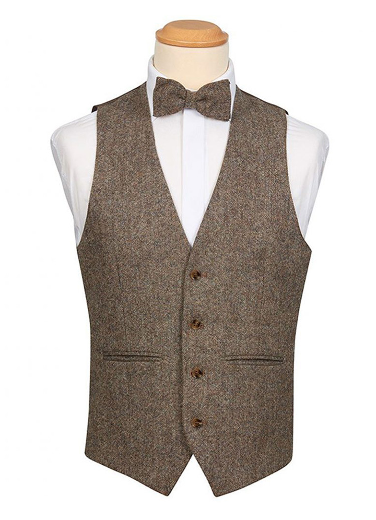 Brown Tweed Waistcoat - Hire from TDR Menswear Birmingham