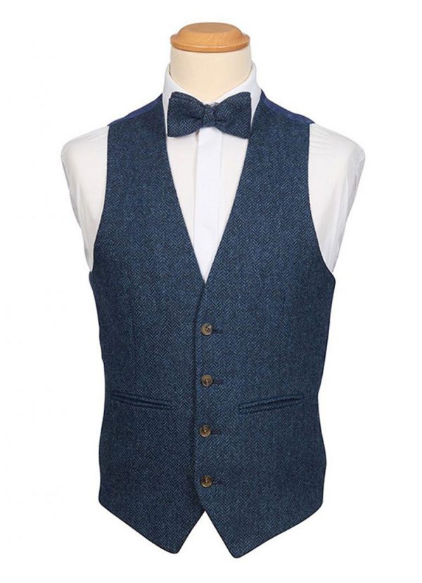 Navy Blue Tweed Waistcoat, perfect for the Shrewsbury Blue Tweed Suit but can be worn with any of our other suits.