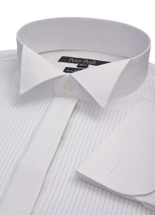 Wing Collar Pleated Shirt